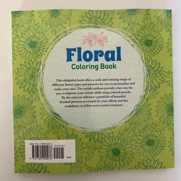 Beautiful Floral Adult Coloring Book Nature Designs Stress Relief Art Therapy - Picture 2 of 3